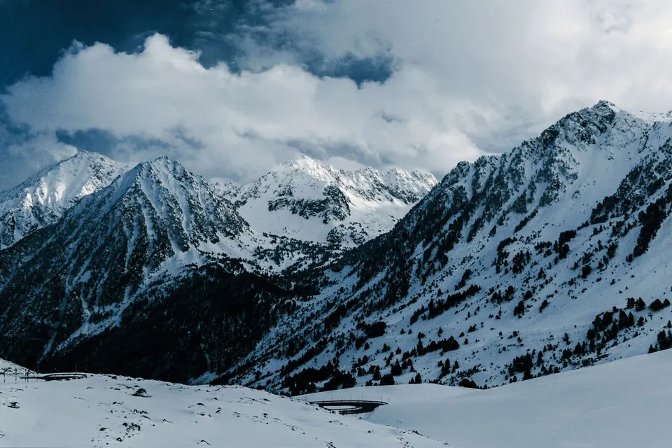 Sommets enneigés des Pyrénées en hiver
